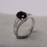 2.4ct Engagement Ring Oval Cut Black Diamond Split Shank 14k White Gold Finish