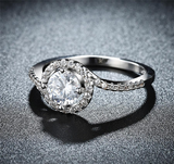 2Ct Round Cut Diamond Accent Halo Solitaire Engagement Ring 14K White Gold Over