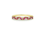 1ct Marquise Cut Pink Ruby Half Eternity Wedding Band Ring 14k YellowGold Finish