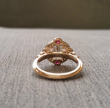 2Ct Round Cut Diamond Ruby Vintage Halo Engagement Ring 14K Yellow Gold Finish