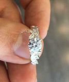 2ct Round Cut Diamond Floral Leaf Solitaire with Accent Ring 14k White Gold Over