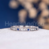 0.12ct Round Cut Simulated Sapphire Anniversary Wed Band 14k White Gold Plated