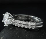 2.1ct Round Cut Moissanite Half Eternity Band Bridal Set 14k White Gold Plated