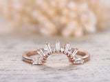 0.5ct Baguette Cut Diamond Royal Princess Crown Wedding Band 14k RoseGold Finish