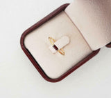 0.2ct Engagement Ring Baguette Cut Red Garnet Minimalist 14k Yellow Gold Finish
