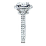 4.5ct Cushion Cut Diamond Sapphire Dual Halo Engagement Ring 14K White Gold Over