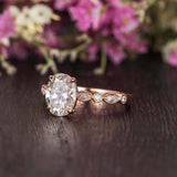 Solitaire with Accents Engagement Ring 1.5ct Oval Cut Diamond 14k Rose Gold Over