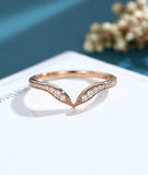 0.15ct Round Cut Moissanite Curved Women Wedding Band 14k Rose Gold Plated