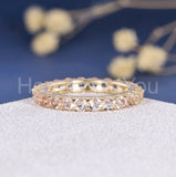 1ct Round Cut Simulated Morganite Half Eternity Wedding Band 14k RoseGold Plated