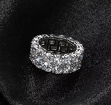 5Ct Round Cut Diamond Two Row Eternity Wedding Ring Band 14K White Gold Finish