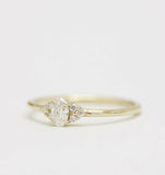 1.2ct Oval Cut Diamond Engagement Ring Petite Minimalist 14k Yellow Gold Finish