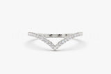 0.15ct Round Cut Moissanite Curved Minimal Wedding Band 14k Yellow Gold Plated