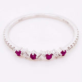 0.5ct Round Cut Simulated Pink Ruby Stackable Wedding Band 14k White Gold Plated
