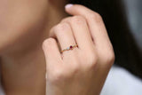 0.4ct Round Pink Ruby Two Stone Minimalist Engagement Ring 14k Yellow Gold Over