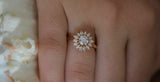 2.5ct Round Diamond Marquise Stone Halo Sun Floral Ring 14k Rose Gold Over Ring