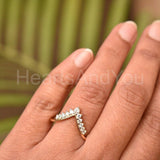 0.3ct Round Cut Moissanite Curved Chevron Crown Ring 14K Yellow Gold Plated