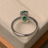 2.25ct Engagement Ring Oval Cut Green Emerald Solitaire 14k White Gold Finish