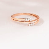 0.2ct Round Cut Moissanite Bypass Split Women Wedding Band 14k Rose Gold Plated