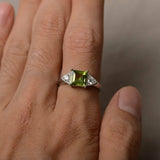 2.5ct Asscher Green Peridot Trilogy Wedding Engagement Ring 14k WhiteGold Over