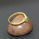 0.3ct Engagement Ring Princess Cut Green Emerald Solitaire 14k YellowGold Finish