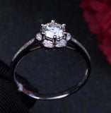 2.4ct Engagement Ring Round Cut Diamond Flower Design 14k White Gold Finish