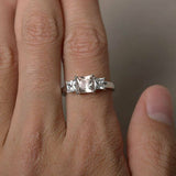 1.5ct Princess Cut Peach Morganite Engagement Ring 14k White Gold Finish Trilogy