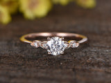 0.3ct Round Cut Diamond Vintage Solitaire Engagement Ring 14k Rose Gold Finish