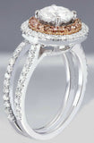 Double Halo Split Shank Engagement Ring 3.5ct Round Diamond 14k White Gold Over