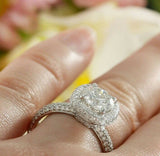 3ct Round Cut Diamond High Halo Solitaire Engagement Ring 14k White Gold Finish