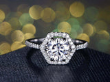 1.5ct Round Cut VVS1D Diamond Engagement Ring Classic Halo 14k White Gold Finish