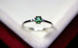 0.3ct Engagement Ring Oval Cut Emerald Trilogy Minimalist 14k White Gold Finish