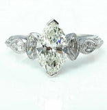 4.5ct Marquise Cut Diamond Milgrain Art Deco Engagement Ring 14K White Gold Over