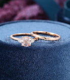 1ct Round Simulated Morganite Solitaire Trilogy Bridal Set 14k Rose Gold Plated