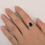 1.6ct Pear Cut Black Diamond Engagement Ring Milgrain Trilogy 14k WhiteGold Over