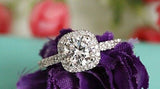 2.5ct Round Cut VVS1D Diamond Halo Engagement Ring 14k White Gold Finish