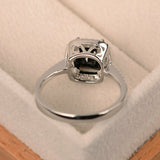 1ct Cushion Cut Black Diamond Accented Engagement Ring 14k White Gold Finish New