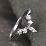 0.7ct Marquise Cut Peach Morganite Crown Minimalist Ring 14k White Gold Finish