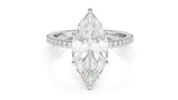 Hidden Halo Engagement Ring 1.5ct Marquise Cut Diamond 14k White Gold Finish