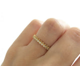 1Ct Round Cut DVVS1 Diamond Petite Vintage Eternity Band 14K Yellow Gold Finish