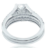 3ct Princess Cut Diamond Stackable Dual Engagement Ring Guard 14k WhiteGold Over