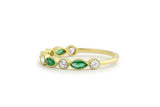 1ct Marquise Green Emerald Half Eternity Anniversary Band 14k Yellow Gold Finish