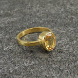 2.2ct Oval Cut Yellow Citrine Bezel Set Solitaire Ring 14k Yellow Gold Finish