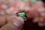 0.2ct Engagement Ring Round Cut Green Emerald Bypass Trilogy 14k White Gold Over