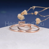 1ct Emerald Cut Simulated Morganite Solitaire Bridal Set 14k Rose Gold Plated