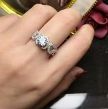 2.2ct Wedding Ring Band Round Cut Diamond Halo Stackable 14k White Gold Finish