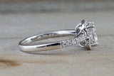 Halo Solitaire Engagement Ring 1.9ct Cushion Cut Diamond 14k White Gold Finish