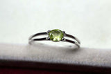 0.4ct Engagement Ring Oval Cut Green Peridot Split Shank 14k White Gold Finish