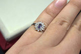 0.25ct Engagement Ring Oval Cut Purple Amethyst Diamond Halo 14k White Gold Over