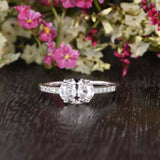 East West Solitaire Engagement Ring 1.5ct Oval Cut Diamond 14k White Gold Finish