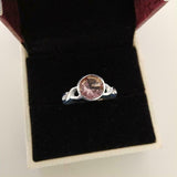 1ct Engagement Ring Round Cut Peach Morganite Infinity 14k White Gold Finish